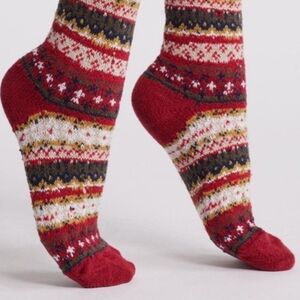 Cozy Red Patterned Women's Socks